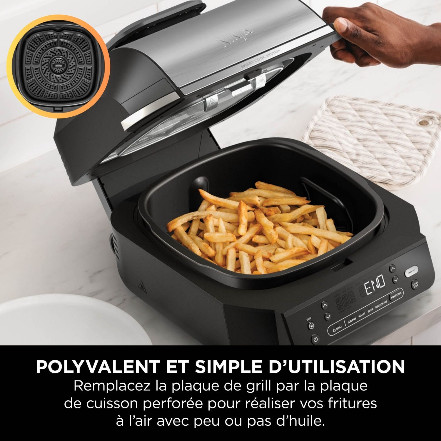 NINJA Grill - EG351EU - Capacit� 5,7L - 5 Programmi di Cottura - Termometro - 1760W