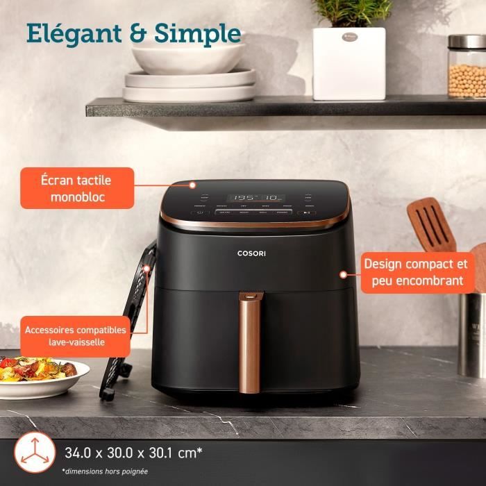Friggitrice senza olio COSORI - Turbo Blaze Chef Edition - Capacit� 6 l - 6 programmi - 1725 W - Nero