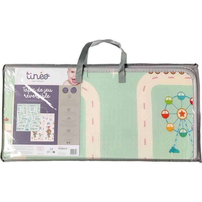Tappeto gioco reversibile Maxi - TINEO - 150 x 180 cm - Fronte animale / Pista auto