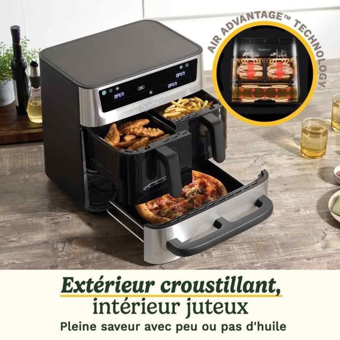 Friggitrice ad aria CUISINART AFT13XSSE - Capacit� 13,6 l - Doppia vasca + 1 cassetto - Nero/Acciaio inossidabile - 2400 W