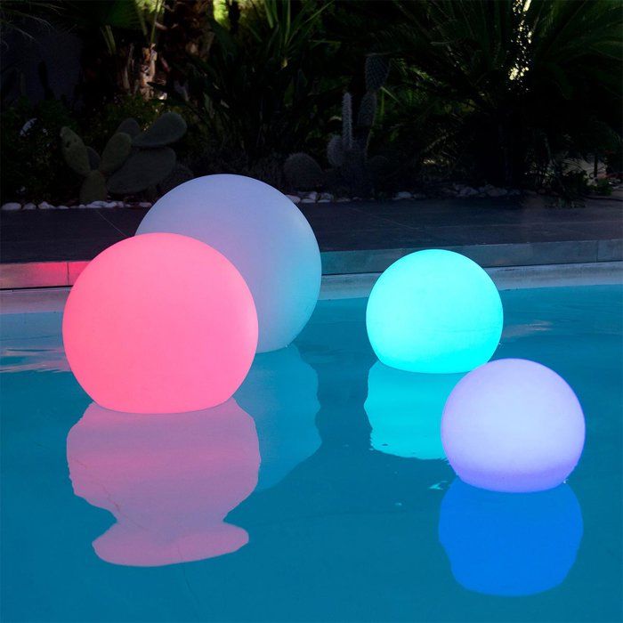 LUMISKY - Sfera luminosa a LED senza fili galleggiante - dimmerabile multicolore BOBBY - �50cm con telecomando e base a induzione