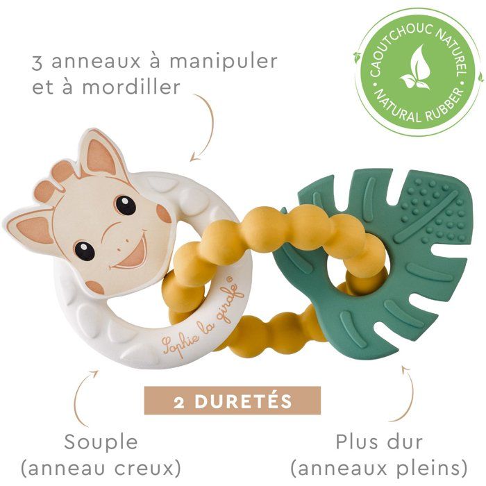 Anelli da dentizione - Sophie la giraffa - Tropic'Rings - 3 anelli - Diverse texture