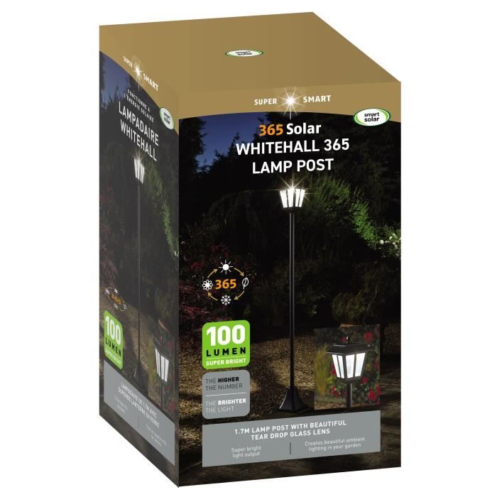 Lampada da terra a lanterna solare SMART SOLAR da 170 cm - 100 lm, lente in vetro effetto lacrima, LED bianco freddo