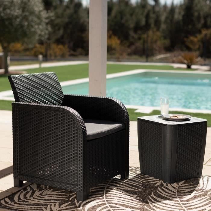 ALLIBERT by KETER - Fauteuil SanRemo - imitation rotin tressé - gris graphite