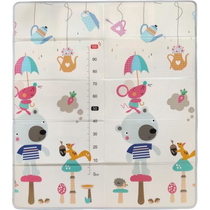 Tappeto gioco reversibile Maxi - TINEO - 150 x 180 cm - Fronte animale / Pista auto