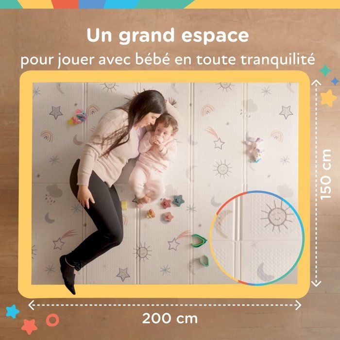 Tappeto gioco reversibile - NUBY - 200 x 150 x 1 cm - Arcobaleno