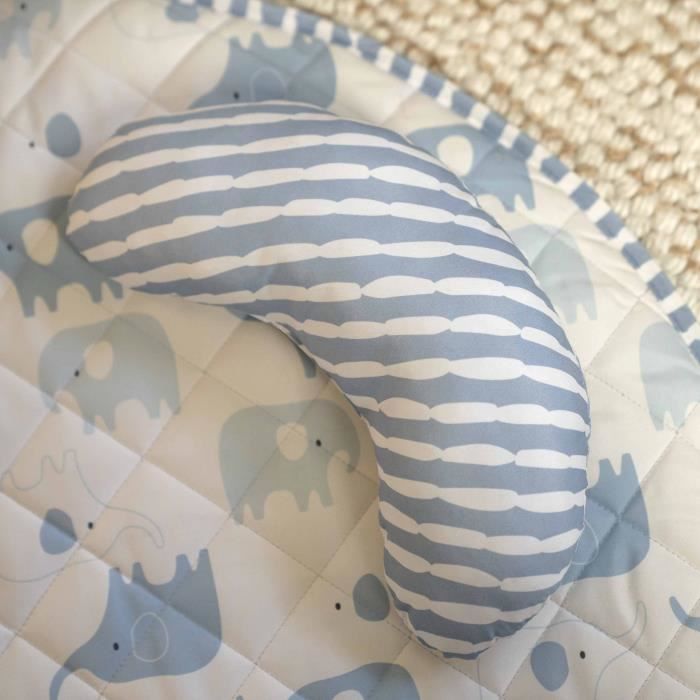 Tappetino da gioco pieghevole per bambini INGENUITY Cosy Spot Elephant, cuscino reversibile, arco da gioco in legno, specchio e giocattoli sensoriali per bambini