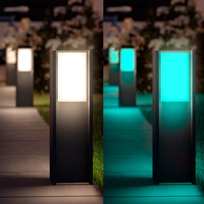 Lampada a paletto a basso profilo - PHILIPS HUE - Turaco - Grigio antracite - IP44 - Luce bianca e colorata - 1100 lumen