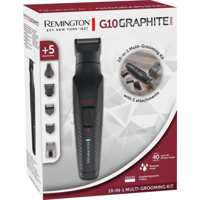 Kit multifunzione - REMINGTON - Serie G10 Grafite - 10 in 1 - Lame autoaffilanti, - Durata batteria 40 min - USB