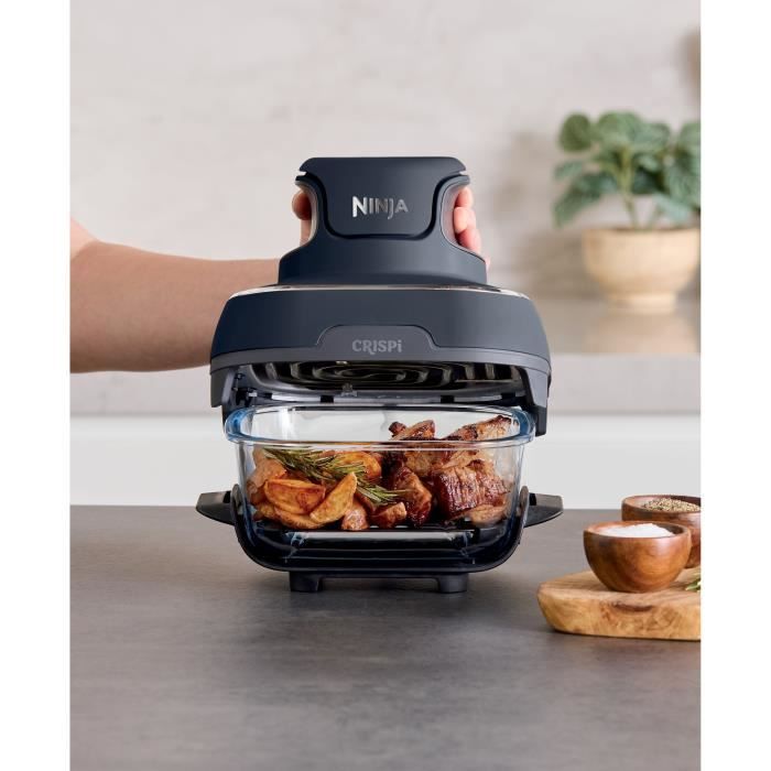 Friggitrice portatile senza olio NINJA - CRISPI - Contenitori da 1,4L e 3,8L - 4 programmi preimpostati - 1700W - Blu