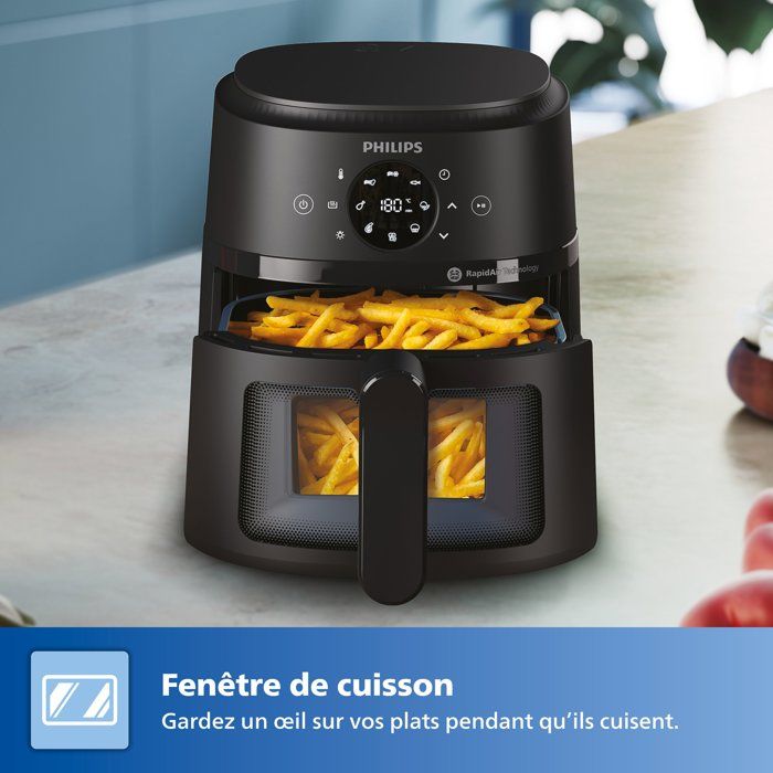 Friggitrice ad aria Philips - NA210/00 - Serie 2000 - Capacit� 3,2 L - 13 programmi di cottura - 1300 W - Nera