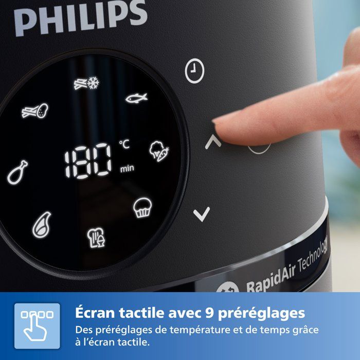 Friggitrice ad aria Philips - NA210/00 - Serie 2000 - Capacit� 3,2 L - 13 programmi di cottura - 1300 W - Nera
