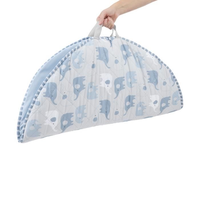 Tappetino da gioco pieghevole per bambini INGENUITY Cosy Spot Elephant, cuscino reversibile, arco da gioco in legno, specchio e giocattoli sensoriali per bambini