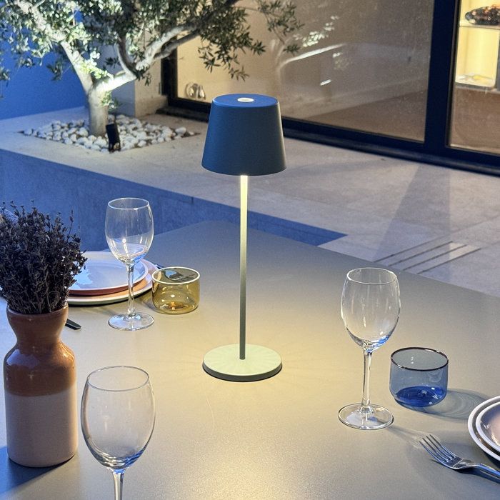 Lampada da tavolo wireless - LUMISKY - KELLY OLIVE - Alluminio verde - LED bianco dimmerabile - Ricaricabile - H38 cm