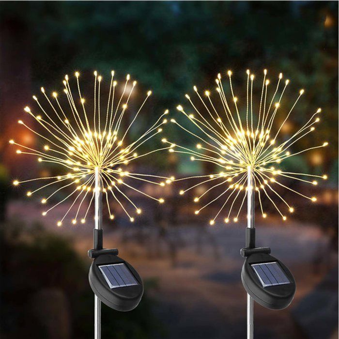 Set di 2 luci solari - LUMISKY - FIREWORKS SPIKE - Effetto fuochi d'artificio a LED - H97 cm - Illuminazione decorativa per esterni