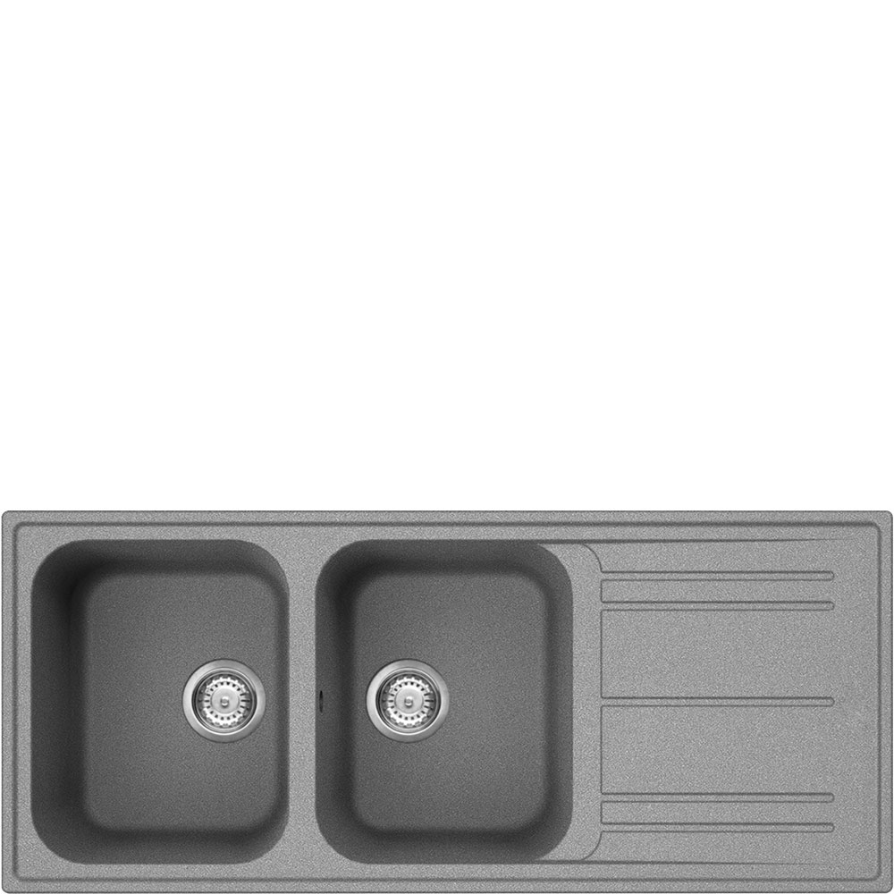 SMEG LAVELLO REVERSIBILE DUE VASCHE E GOCCIOLATOIO CEMENTO LZ116CT