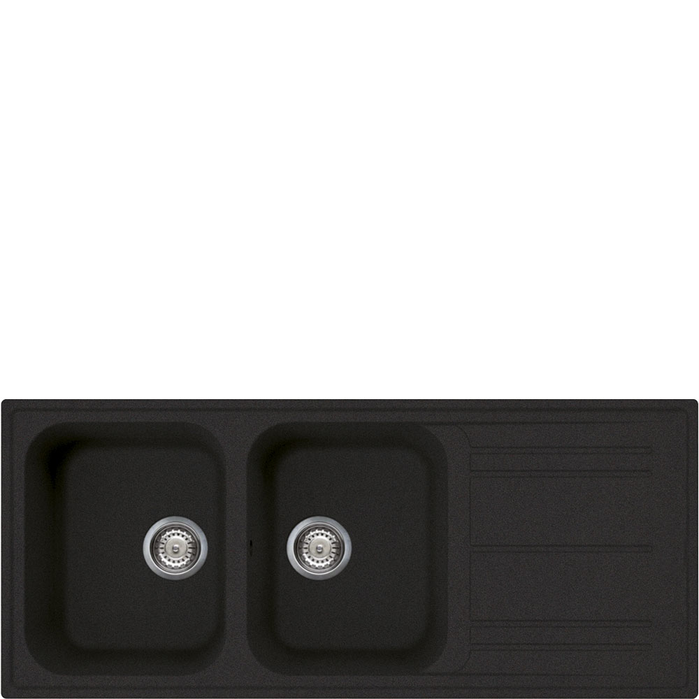 SMEG LAVELLO REVERSIBILE DUE VASCHE E GOCCIOLATOIO NERO LZ116A2