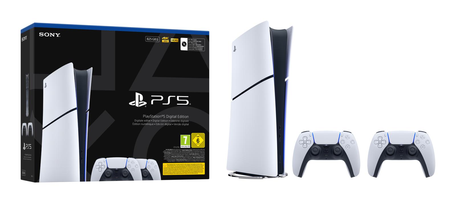 SONY PS5 CONSOLE SLIM 825GB WHITE DIGITAL + 2 CONTROLLERS WHITE IT