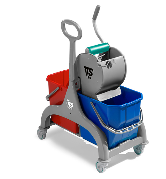 Chariot de nettoyage professionnel Nick Gray 50 lt avec essoreuse à sec et manche en forme de parapluie