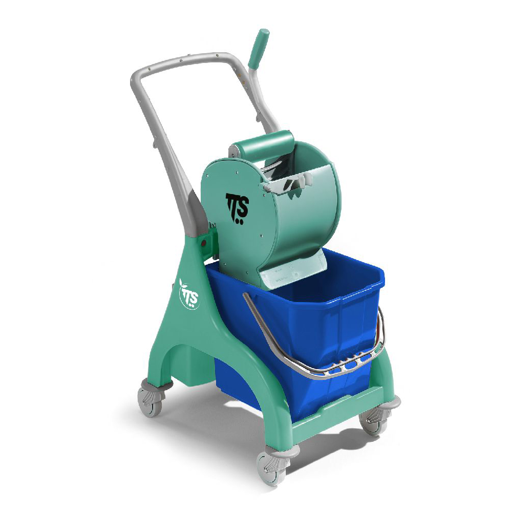 Chariot de nettoyage professionnel Nick Green 15 litres avec essoreuse à sec et poignée en U