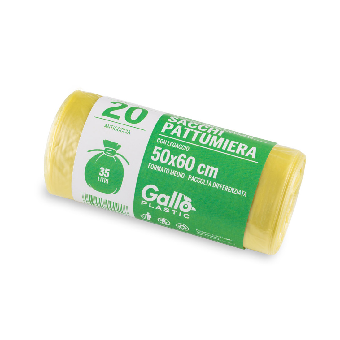 Sacs poubelles 50x60 cm paquet de 20 sacs jaunes