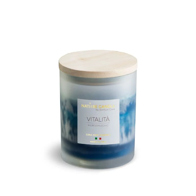 Bougie parfumée naturelle Vitality - Mûre et musc 200 gr - Collection Amati