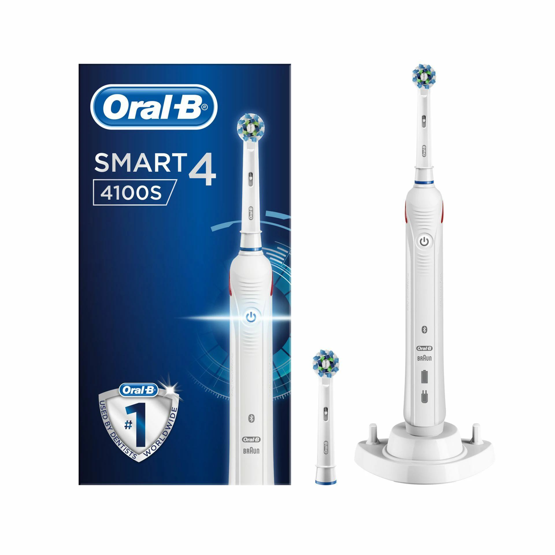 Brosse à dents électrique Oral-B Smart 4 4100S blanche à 2 têtes