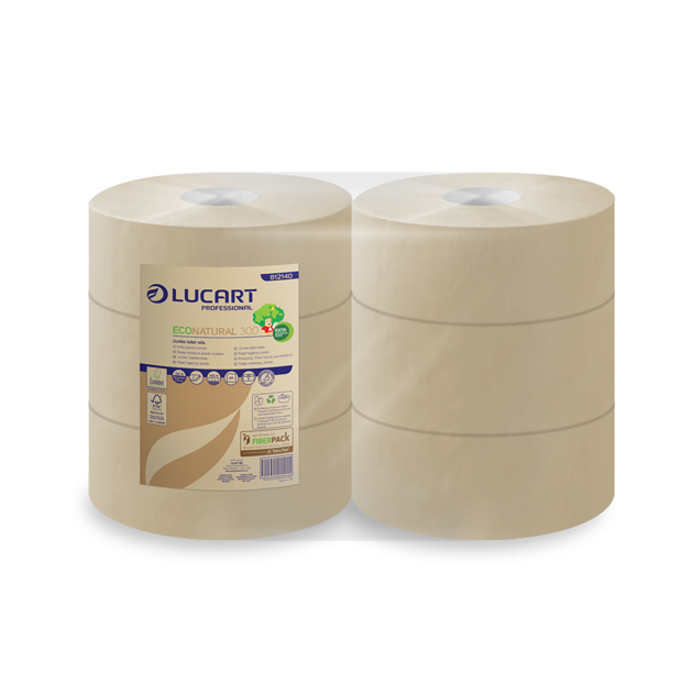 Paquet de 14 paquets de 6 rouleaux de papier toilette Lucart Jumbo Eco Natural