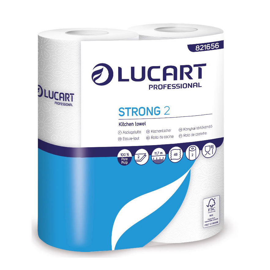 Lot de 2 rouleaux de 2 rouleaux d'essuie-tout Lucart Strong