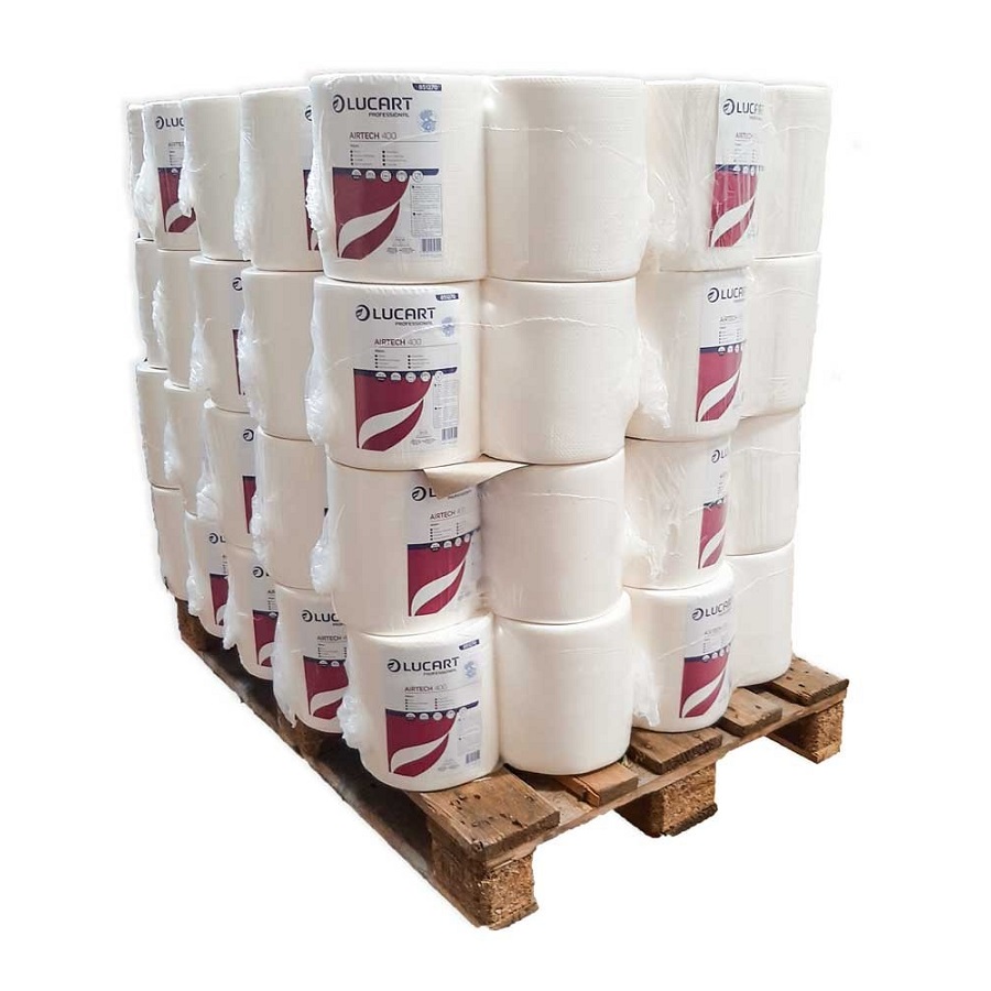 Palette de 40 paquets de 2 rouleaux de torchons industriels AirTech 400