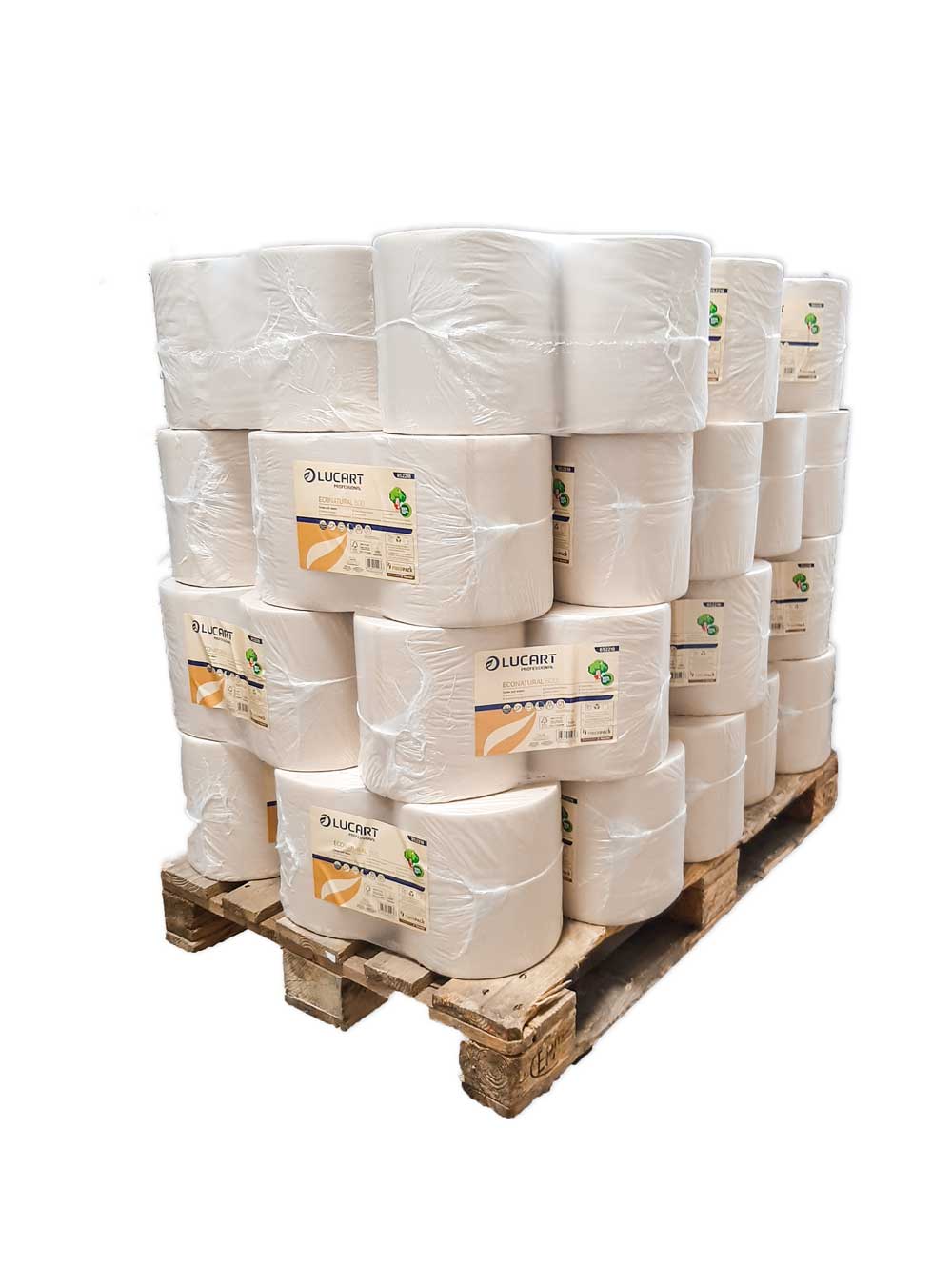 Palette de 32 paquets de 2 rouleaux de papier 800 déchirures Econatural 800 - Lucart