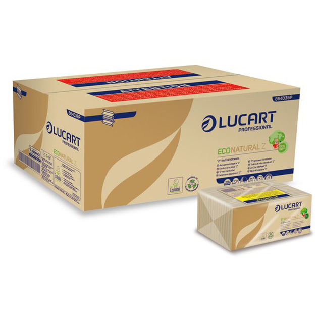 Conditionnement : 8 boîtes de serviettes en papier pliées en Z de 18 paquets eco natural