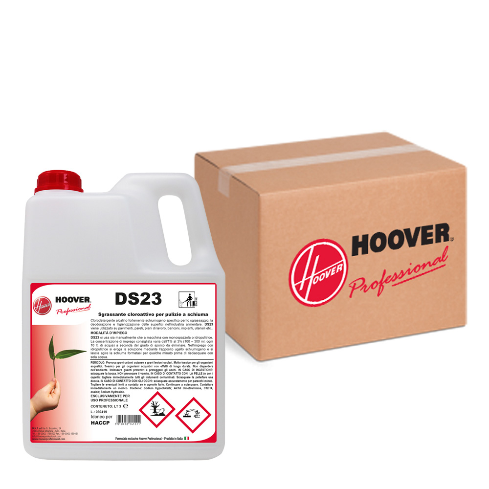 Boîte de 4 bidons de dégraissant au chlore actif DS23 pour le nettoyage à la mousse 3 litres