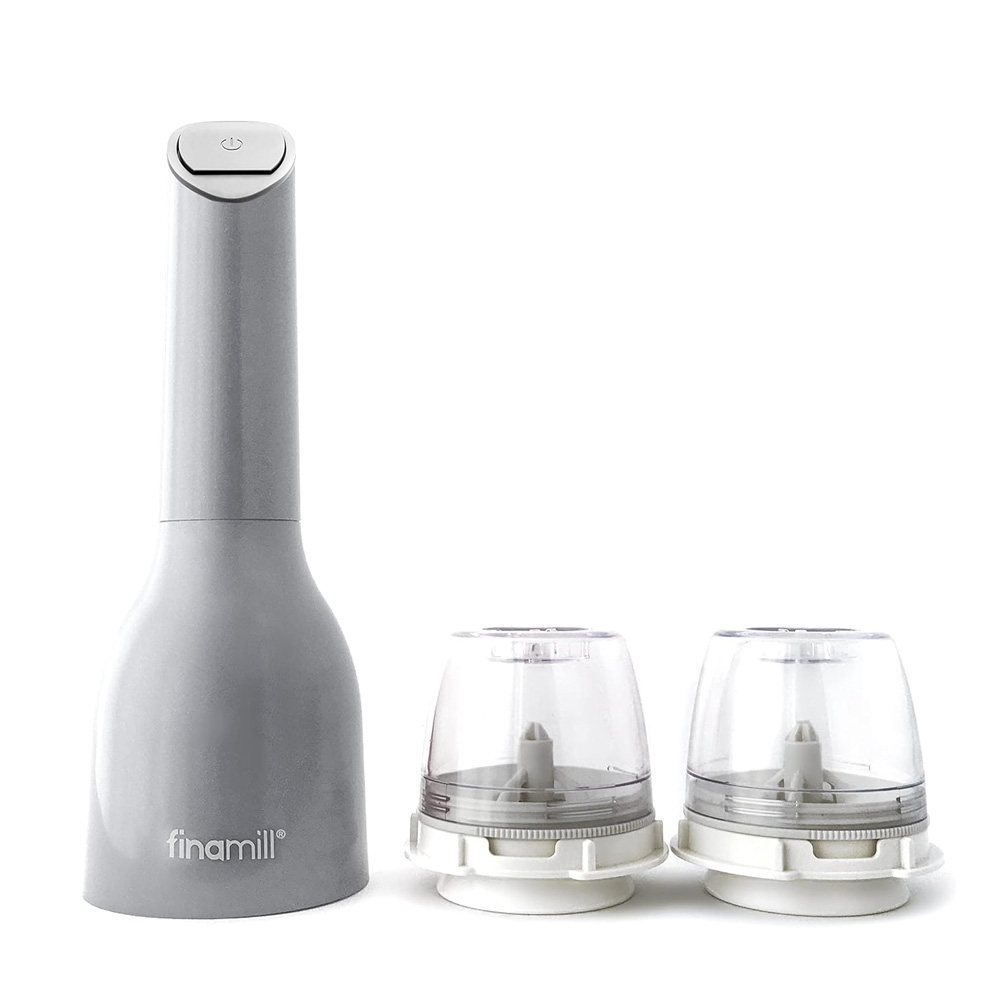 Moulin à épices électrique à batterie Finamill Stone avec 2 bacs
