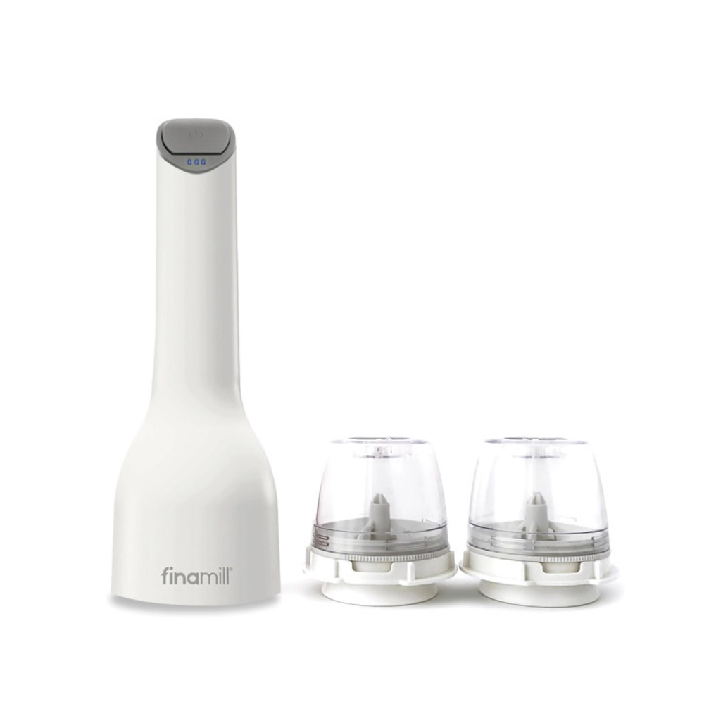 Moulin à épices électrique rechargeable par USB Finamill Soft Cream avec 2 récipients