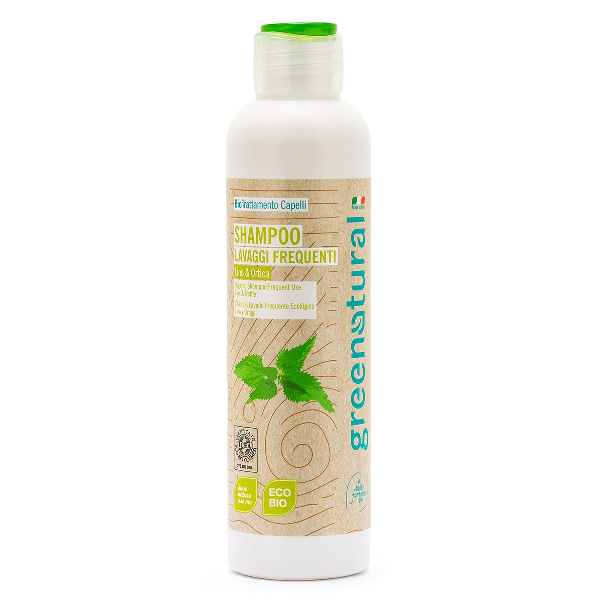 Shampooing à lavage fréquent Eco-bio au lin et à l'ortie 250 ml.
