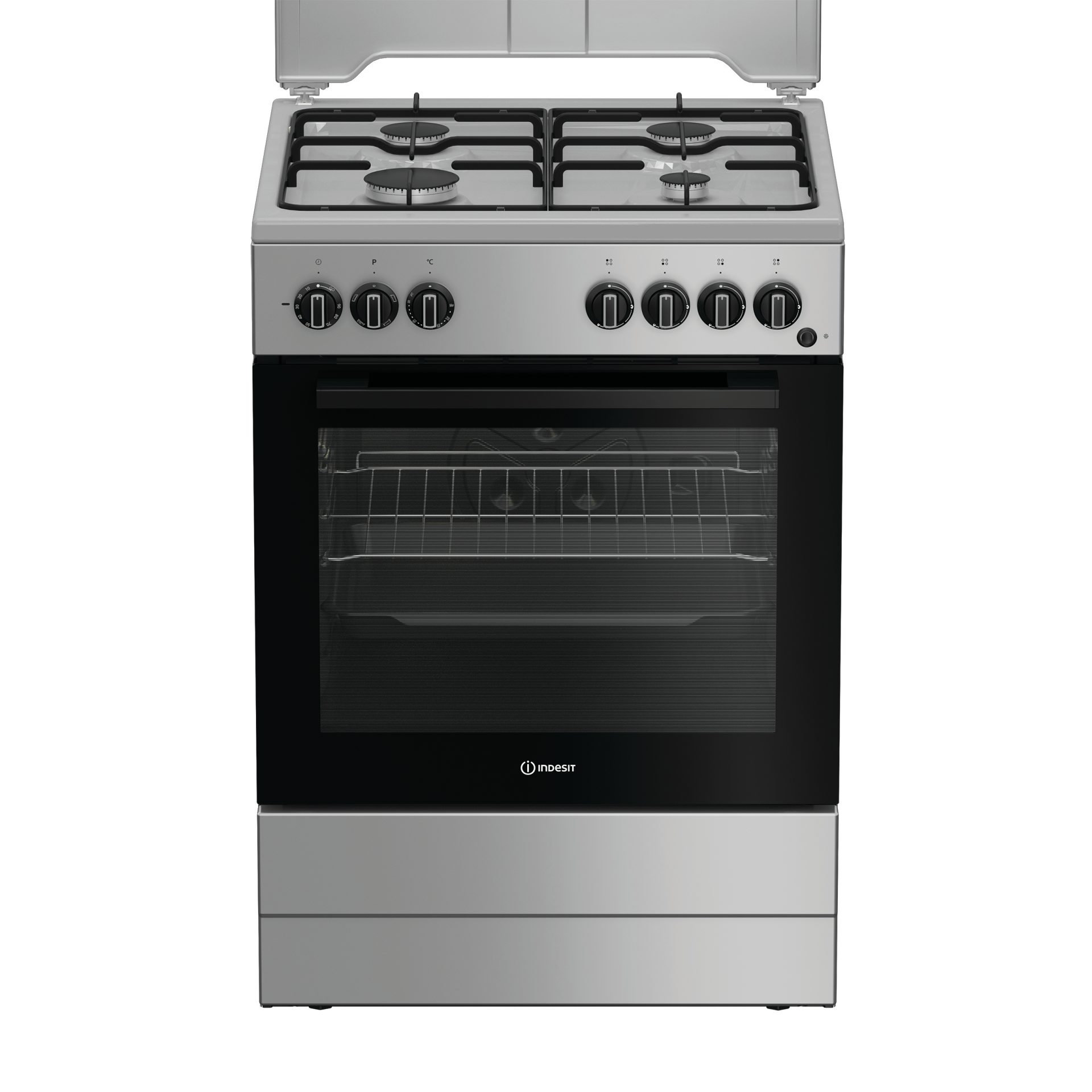 CUISINIÈRE À GAZ INDESIT 4 BRUCK. FOUR ÉLECTRIQUE 73LT 60x60 SILVER I6G3PMS