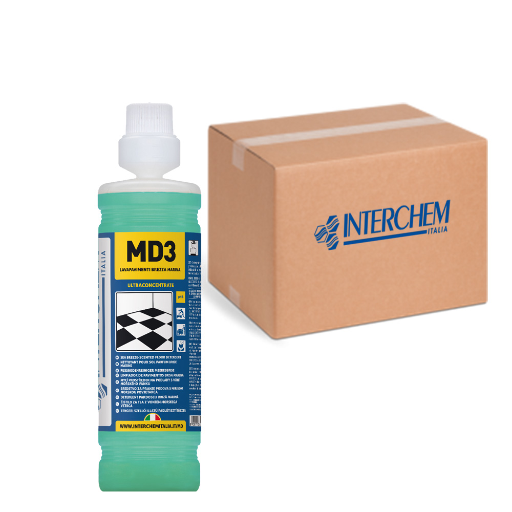 Boîte de 6 pièces de nettoyant pour sols superconcentré Sea Breeze MD3, 1 lt