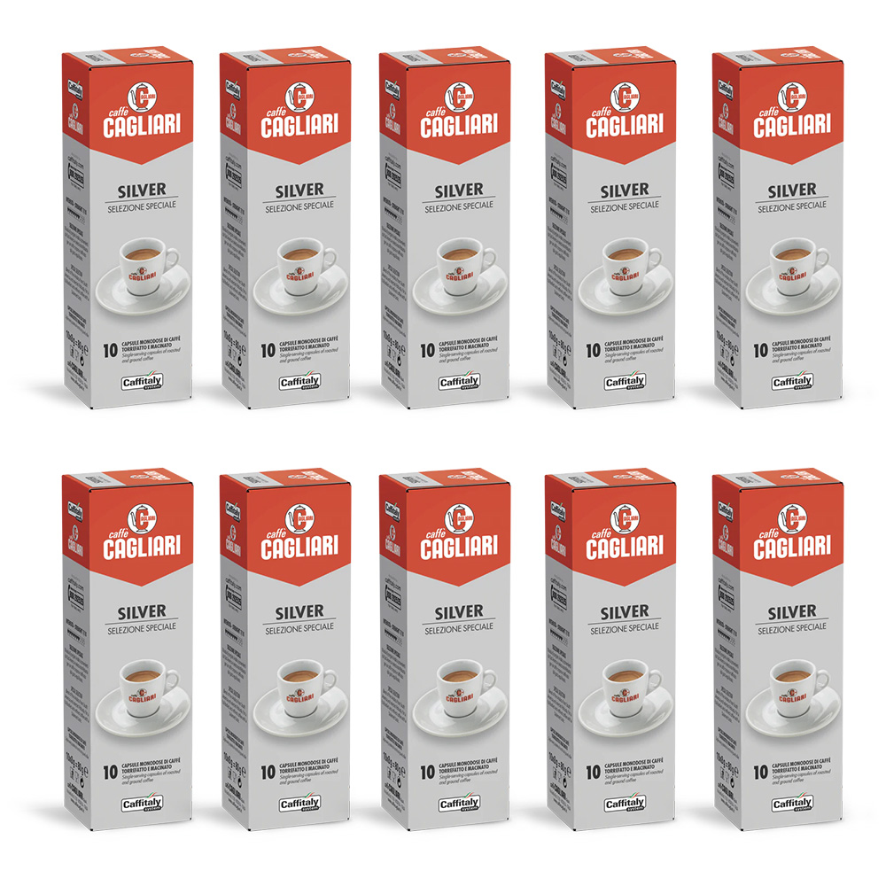 100 capsules d'argent Caffitaly System Cagliari