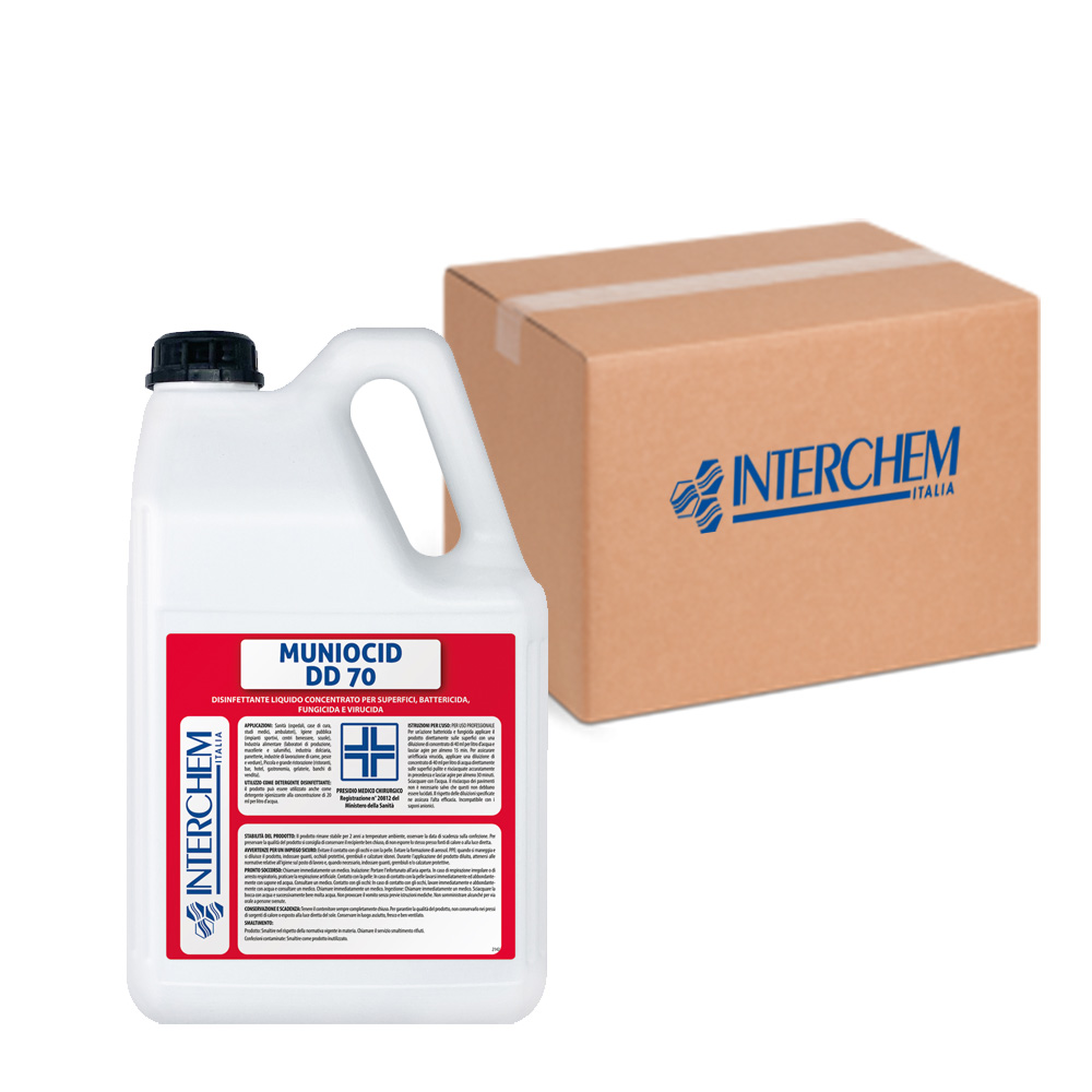 Boîte de 5 litres de bidons de détergent désinfectant Muniocid DD 70