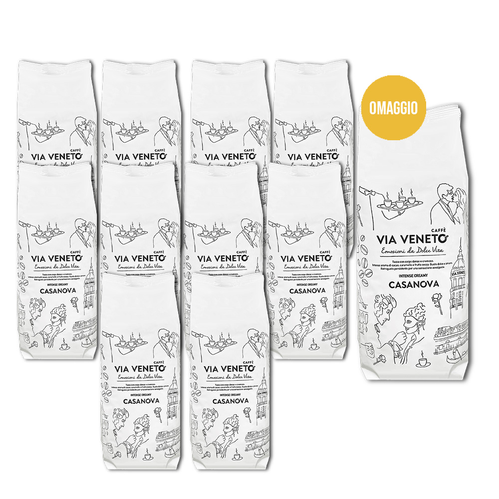 Promo 10+1 Via Veneto Casanova en grains de café 500 g