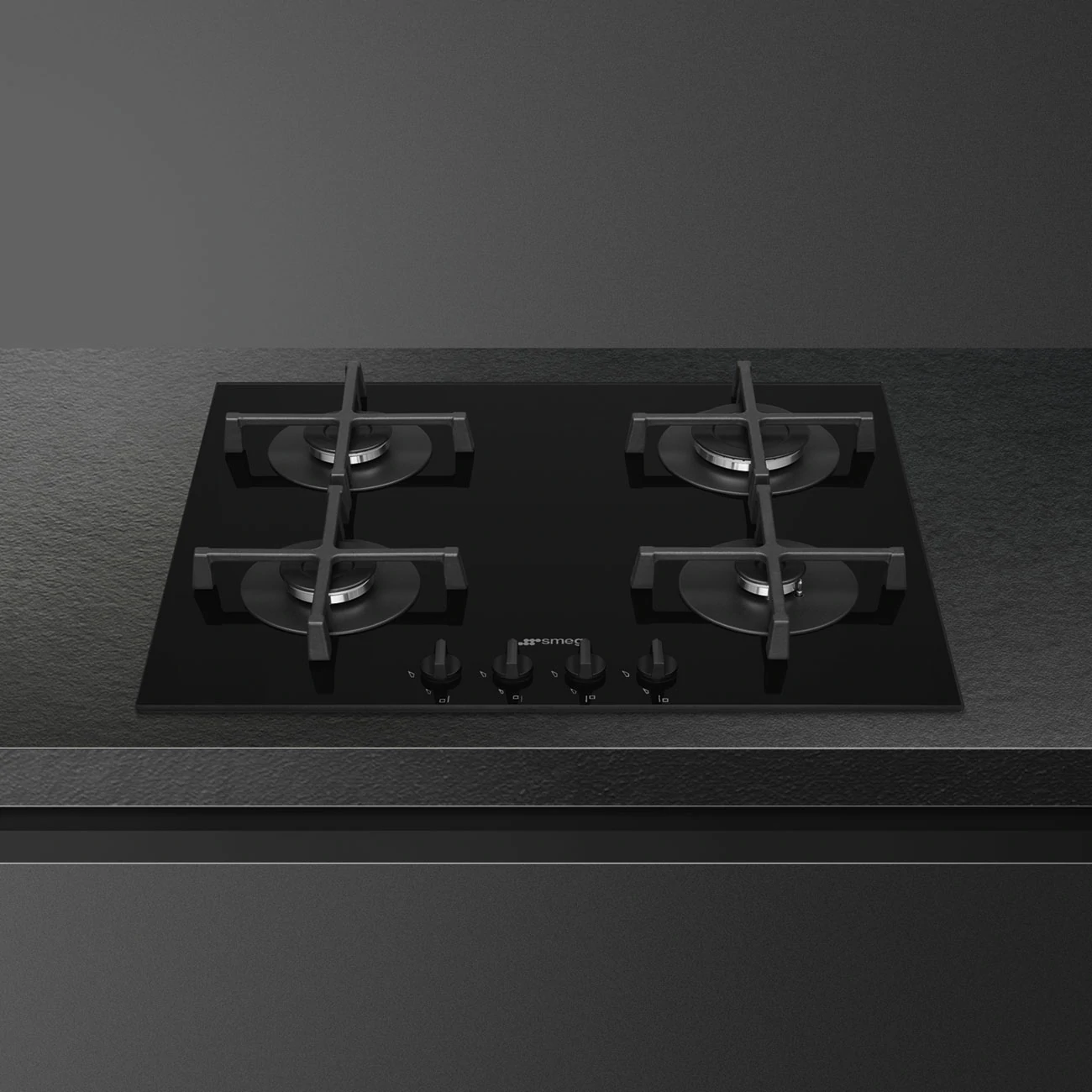 Table de cuisson à gaz Smeg 60 CM NOIRE à 4 brûleurs PV264B