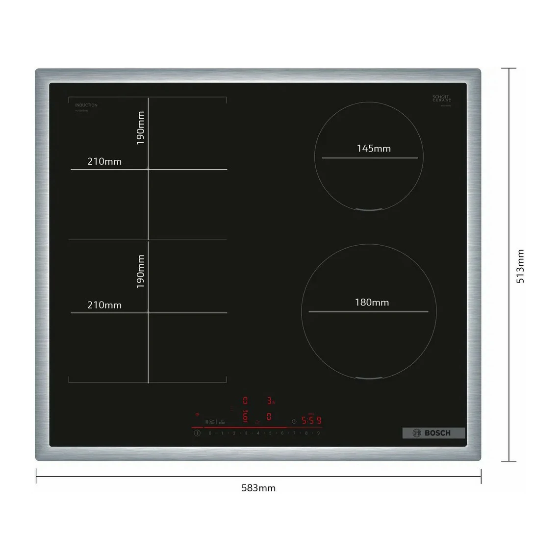 Table de cuisson à induction Bosch à 4 brûleurs WIFI PROFILES 60 CM PVS645HB1E
