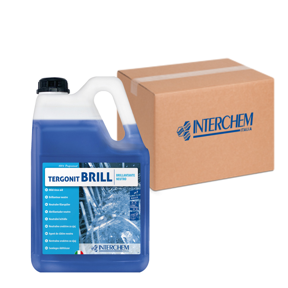 Boîte de 2 bidons de produit de rinçage neutre Tergonit Brill pour lave-vaisselle pour eau douce et osmotique 5 litres