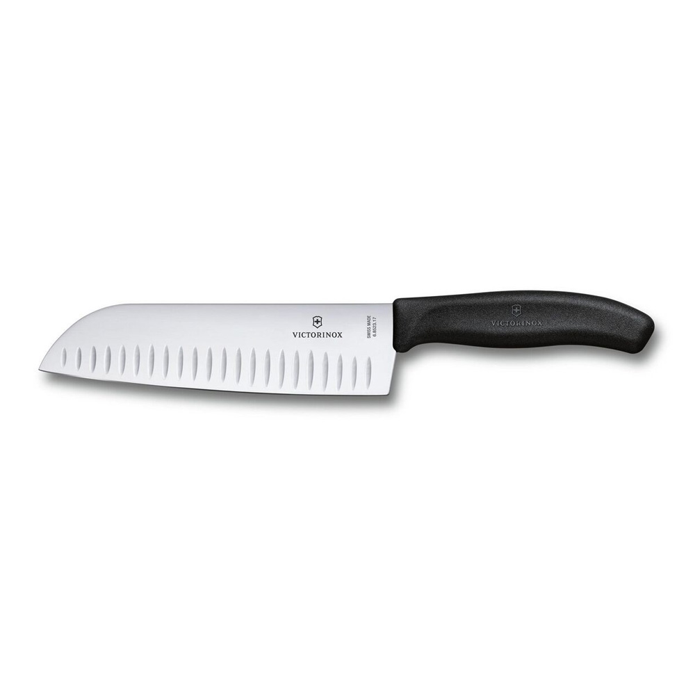 Couteau blister Santoku lame creuse 17 cm noir - Victorinox Swissclassic