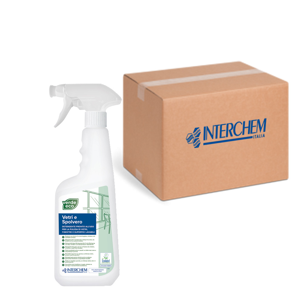 Boîte de 6 pièces de nettoyant pour vitres Green Eco Glasses and Dust 750 ml