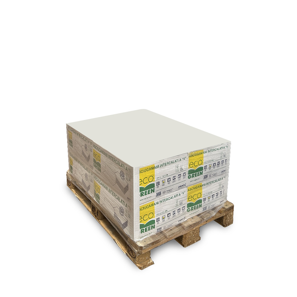 Emballage : 8 boîtes de serviettes en papier pliées en V Eco Sticker, 20 paquets chacune