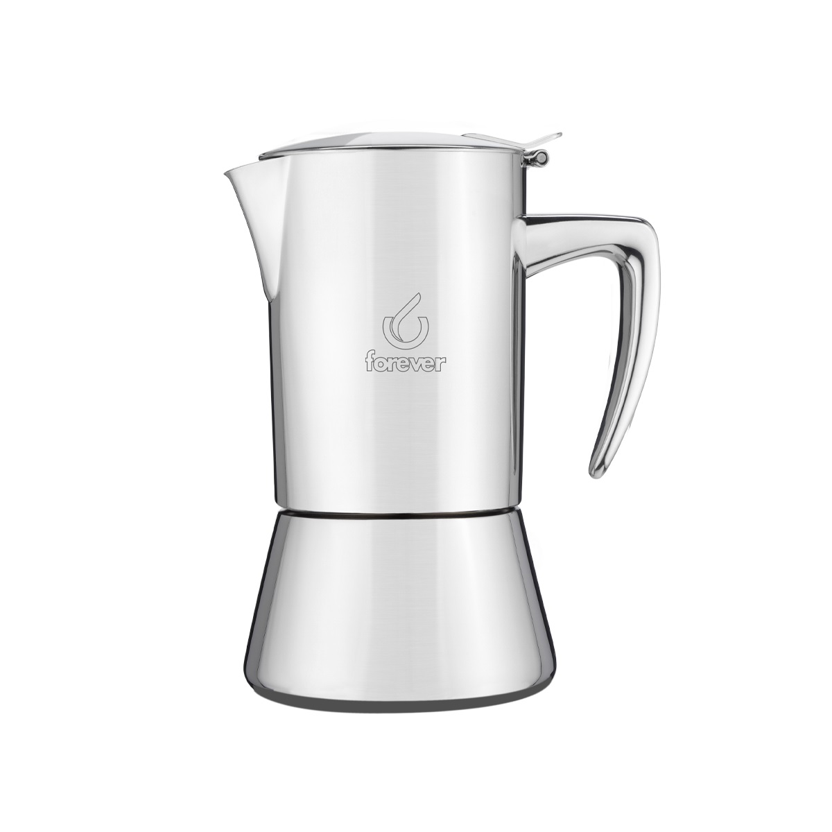 Cafetière à moka Miss Diamond en acier inoxydable avec 2 tasses