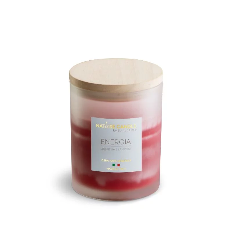 Bougie parfumée naturelle Energia - Réglisse et framboises 200 gr - Collection Amati