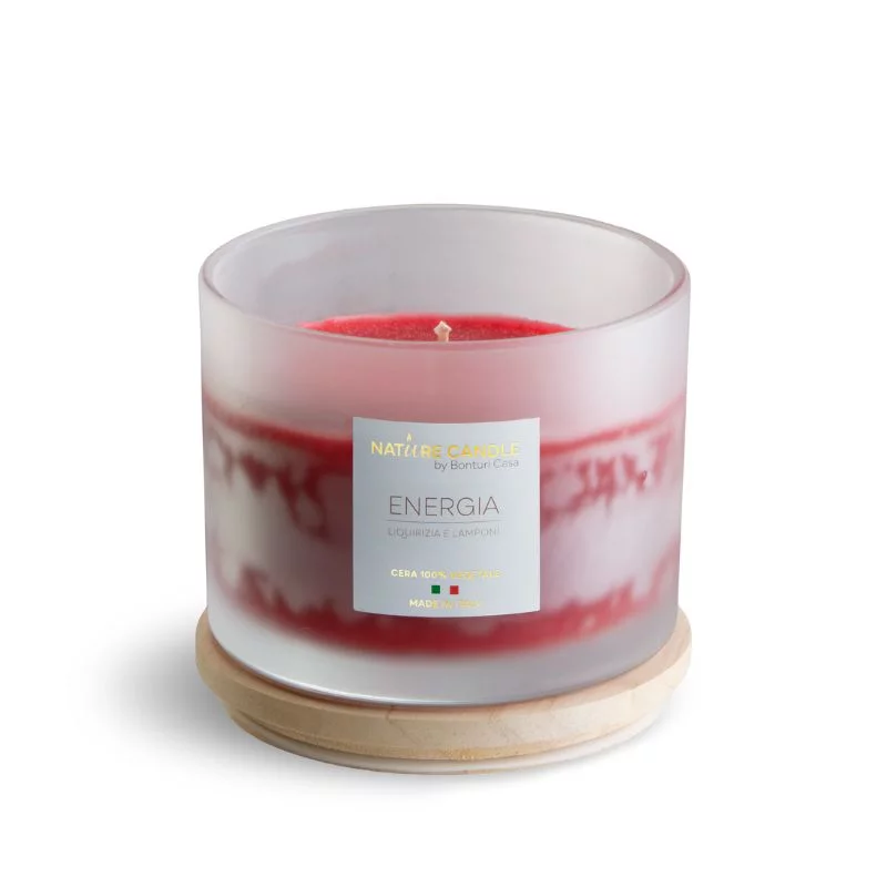 Bougie parfumée naturelle Energia - Réglisse et framboises 380 gr - Collection Amati